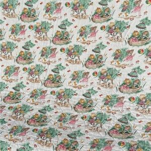 Vintage Kids Print Lightweight Quilt 70x42 Ruffled Edge Cottagecore Nursery